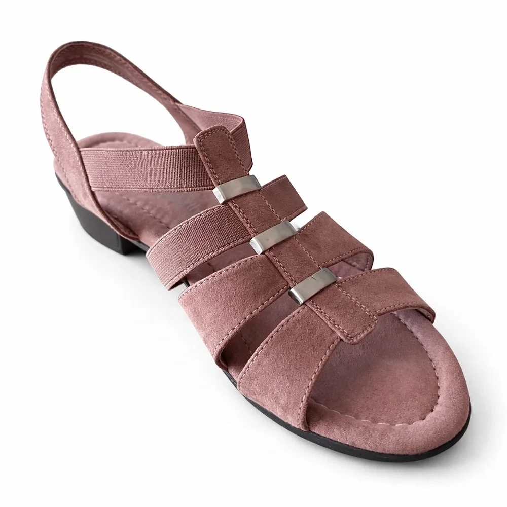Croft & Barrow Gwendolen Sandals Mauve Ortholite Comfort Strappy 8M Like New